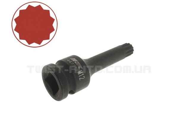 Головка ударна SPLINE 1/2" M12 L=78 мм 447712 JTC