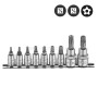 Набір головок-біт 1/4", 3/8" Torx 5-променевих з отвором (TS10-TS50) 9 пр. FORCE 3095