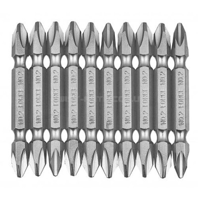 Набір біт хрестових Philips, двосторонні РН.2, L=65 мм, 10 ін. FORCE 2101L