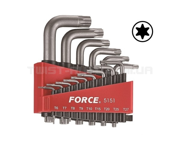 Набір ключів TORX Г-подібних Т6-Т60 15од. FORCE 5151