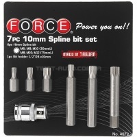 Набір біт 1/2" Spline 10 мм 7 пр. на блістері (М6-М12) FORCE 4072 Набір біт 1/2" Spline 10 мм 7 пр. на блістері (М6-М12) FORCE 4072