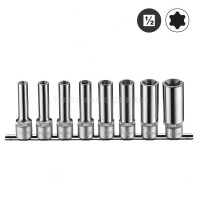 Набір головок 1/2" Е-профіль (Torx) глибоких 8 пр. (E10-E24) FORCE 4083 Набір головок 1/2" Е-профіль (Torx) глибоких 8 пр. (E10-E24) FORCE 4083