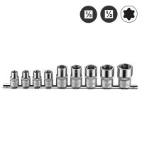 Набір головок 3/8" та 1/2" Е-профіль (Torx) 9 пр. (E10-E24) FORCE 4095 Набір головок 3/8" та 1/2" Е-профіль (Torx) 9 пр. (E10-E24) FORCE 4095