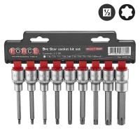 Набор головок-бит 1/2" Е-профиль (Torx) удлиненных 9 пр., L=100 мм FORCE 40913L Набор головок-бит 1/2" Е-профиль (Torx) удлиненных 9 пр., L=100 мм FORCE 40913L