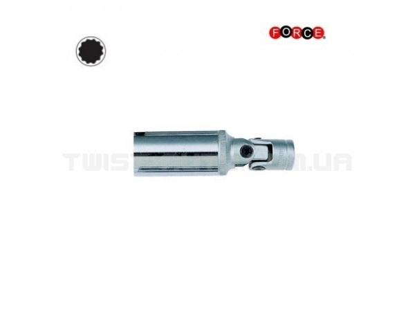 Головка свечная магнитная 12 граней с карданом 1/2"20.6 мм, L=95 мм FORCE 807420.6UM