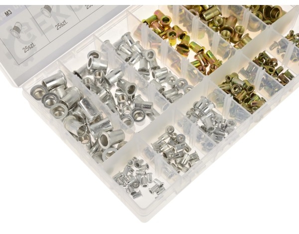 Набір алюмінієвих заклепок-гайок + сталевих 300шт. Geko G02910
