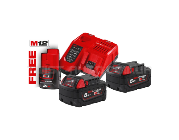 Энергокомплект M18 NRG-502 (ЗУ M12-18FC+2акк.Х5А В5) + подарок аккумулятор M12 B2 MILWAUKEE 4933459217 Энергокомплект M18 NRG-502 (ЗУ M12-18FC+2акк.Х5А В5) + подарок аккумулятор M12 B2 MILWAUKEE 4933459217