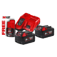 Енергокомплект M18 NRG-502 (ЗУ M12-18FC+2акк.Х5А В5) + подарунок акумулятор M12 B2 MILWAUKEE 4933459217 Енергокомплект M18 NRG-502 (ЗУ M12-18FC+2акк.Х5А В5) + подарунок акумулятор M12 B2 MILWAUKEE 4933459217
