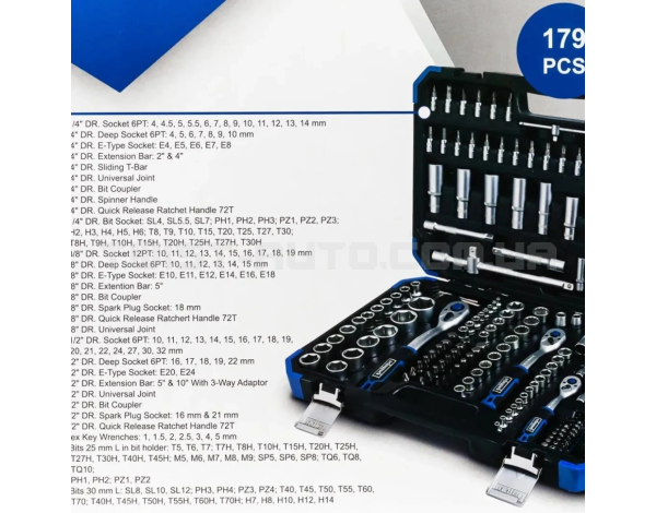 Набір інструментів, 1/2", 3/8", 1/4", 179 предметів SCHEPPACH SCH-41793-5 Набір інструментів, 1/2", 3/8", 1/4", 179 предметів SCHEPPACH SCH-41793-5
