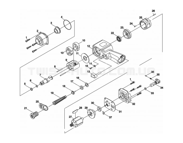 Гвинт корпусу для гайковерта пневматичного 3/4" (3403A JTC) 3403A-01 JTC