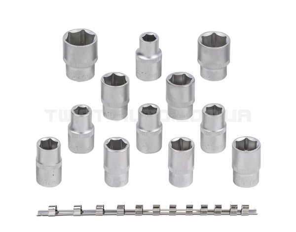 Набор головок 12 предметов 1/2" 6гр.(10-19,22,24мм), на планке ROCKFORCE RF-4121-5 Набор головок 12 предметов 1/2" 6гр.(10-19,22,24мм), на планке ROCKFORCE RF-4121-5