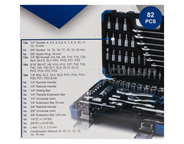 Набор инструмента 82 предмета 1/4"&3/8" (6-гр.)(4-22мм) SCHEPPACH SCH-4821-5DS Набор инструмента 82 предмета 1/4"&3/8" (6-гр.)(4-22мм) SCHEPPACH SCH-4821-5DS