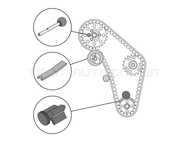 Пристрій для фіксації ГРМ 1.2, 1.4, 1.9 VW/AUDI Geko G02536 Пристрій для фіксації ГРМ 1.2, 1.4, 1.9 VW/AUDI Geko G02536