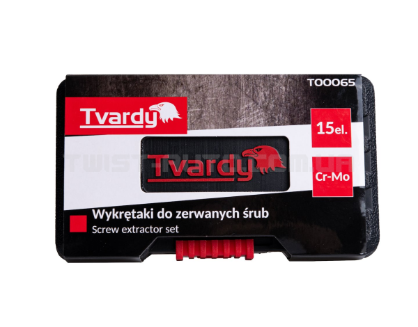 Екстрактори для зламаних гвинтів 15 шт. Хром-Мо TVARDY T00065 Екстрактори для зламаних гвинтів 15 шт. Хром-Мо TVARDY T00065