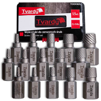 Экстракторы для сломанных винтов 15 шт. Хром-Мо TVARDY T00065 Экстракторы для сломанных винтов 15 шт. Хром-Мо TVARDY T00065