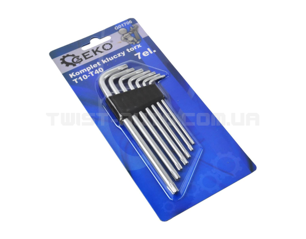 Набір ключів TORX T10 - T40 7 шт. Geko G01706 Набір ключів TORX T10 - T40 7 шт. Geko G01706