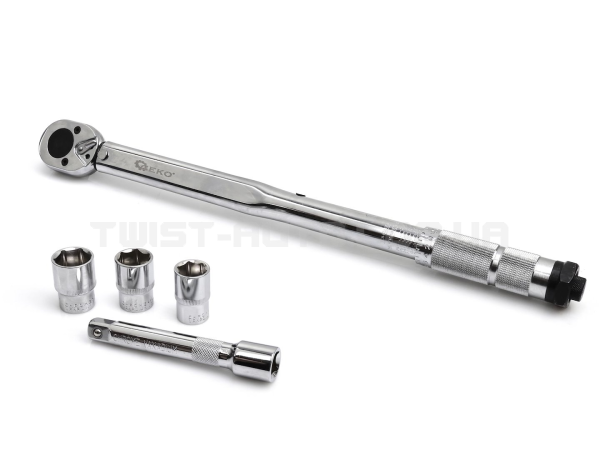 Динамометричний ключ 1/2" 28-210 Нм +3 головки та подовжувач Geko G10064 Динамометричний ключ 1/2" 28-210 Нм +3 головки та подовжувач Geko G10064