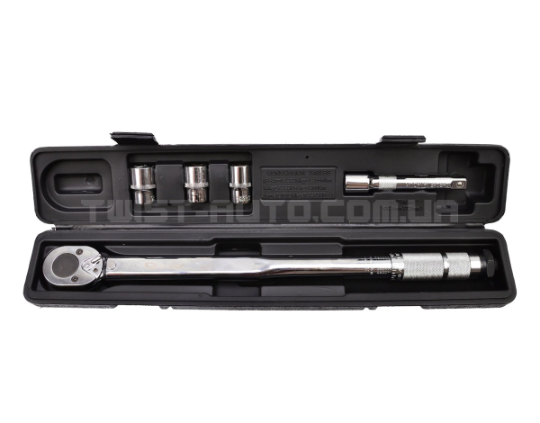 Динамометричний ключ 1/2" 28-210 Нм +3 головки та подовжувач Geko G10064 Динамометричний ключ 1/2" 28-210 Нм +3 головки та подовжувач Geko G10064