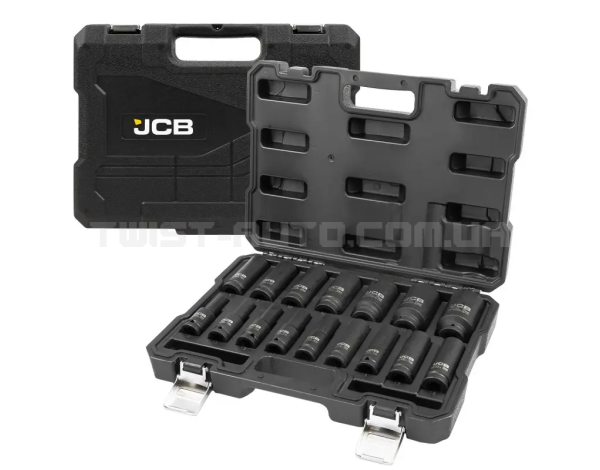 Набір головок ударних глибоких 16 од. 1/2" (6-гр.) JCB Tools JCB-4169-5MPB Набір головок ударних глибоких 16 од. 1/2" (6-гр.) JCB Tools JCB-4169-5MPB