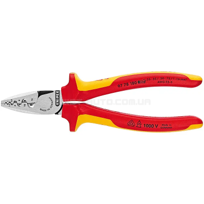 Інструмент для обжиму тонкостінних контактних гільз KNIPEX 97 78 180 Інструмент для обжиму тонкостінних контактних гільз KNIPEX 97 78 180