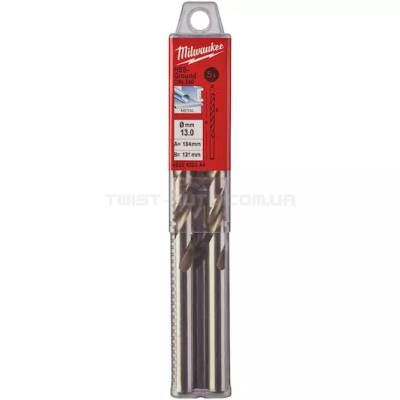 Свердло по металу HSS-G MILWAUKEE, DIN340, Ø13,0х205х134мм, подовжене, (5шт) MILWAUKEE 4932430344 Свердло по металу HSS-G MILWAUKEE, DIN340, Ø13,0х205х134мм, подовжене, (5шт) MILWAUKEE 4932430344