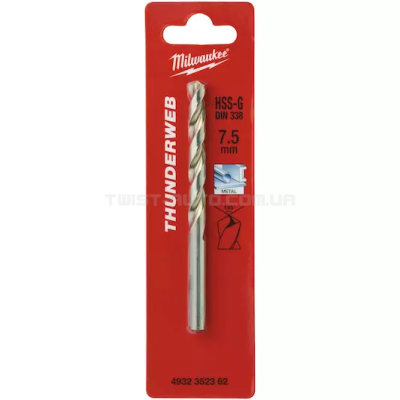 Свердло по металу THUNDERWEB HSS-G DIN338, Ø7,5x109х69мм MILWAUKEE 4932352362 Свердло по металу THUNDERWEB HSS-G DIN338, Ø7,5x109х69мм MILWAUKEE 4932352362