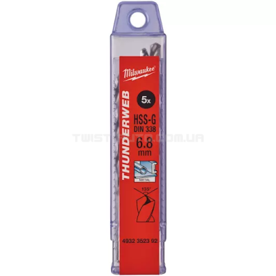 Свердло по металу THUNDERWEB HSS-G  DIN338, Ø6,8x109х69мм, (5шт)  MILWAUKEE  4932352392