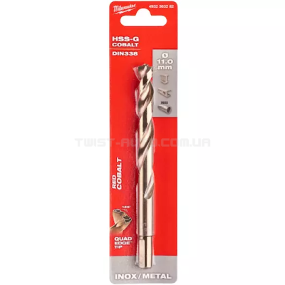 Свердло по металлу HSS-Co DIN338, Ø11,0x142x94мм, MILWAUKEE 4932363282