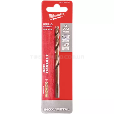Сверло по металлу HSS-Co DIN338, Ø7,0х109х69мм MILWAUKEE 4932363271 Сверло по металлу HSS-Co DIN338, Ø7,0х109х69мм MILWAUKEE 4932363271