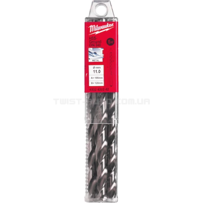 Сверло по металлу HSS-G DIN340, Ø11,0х195х128мм, удлиненное, (5шт) MILWAUKEE 4932430342 Сверло по металлу HSS-G DIN340, Ø11,0х195х128мм, удлиненное, (5шт) MILWAUKEE 4932430342