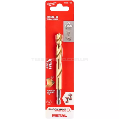 Свердло по металу RedHEX SHOCKWAVE™ HSS-TiN Ø10,0x120x76 мм MILWAUKEE 48894723