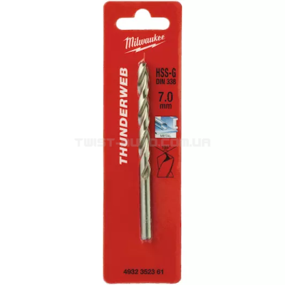 Свердло по металу THUNDERWEB HSS-G DIN338, Ø7,0x109х69мм MILWAUKEE 4932352361