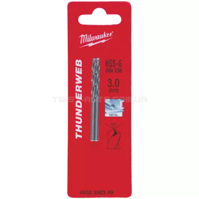 Свердло по металу THUNDERWEB HSS-G DIN 338, Ø3,0x61x33 мм, (2 шт) MILWAUKEE 4932352349