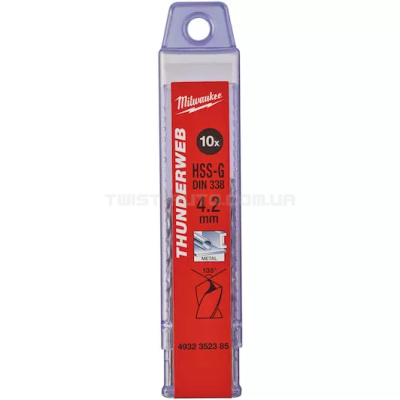Свердло по металлу THUNDERWEB HSS-G DIN 338, Ø4,2x75x43 мм (10 шт) MILWAUKEE 4932352385 Свердло по металлу THUNDERWEB HSS-G DIN 338, Ø4,2x75x43 мм (10 шт) MILWAUKEE 4932352385