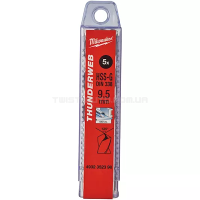 Свердло по металлу THUNDERWEB HSS-G DIN 338, Ø9,5x125x81 мм (5 шт) MILWAUKEE 4932352398 Свердло по металлу THUNDERWEB HSS-G DIN 338, Ø9,5x125x81 мм (5 шт) MILWAUKEE 4932352398