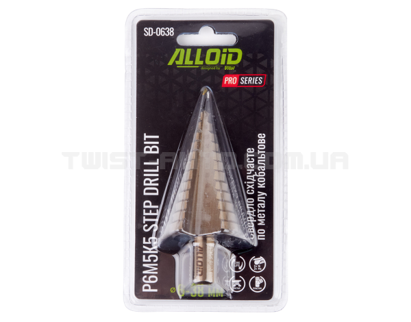 Свердло сходове по металу кобальтове, Р6М5К5, 6-38мм Alloid Pro SD-0638