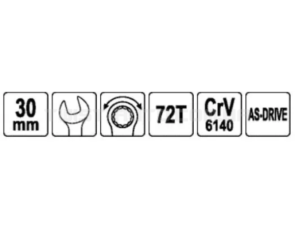 Комбінований ключ із тріщіткою на 30 мм YATO YT-0205 Комбінований ключ із тріщіткою на 30 мм YATO YT-0205
