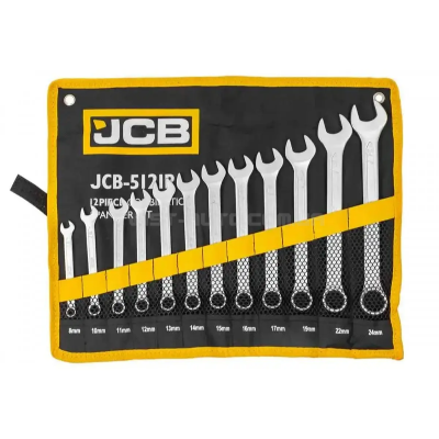 Набір ключів рожково-накидних в чохлі 12 од. (8-24 мм) JCB Tools JCB-5121P Набір ключів рожково-накидних в чохлі 12 од. (8-24 мм) JCB Tools JCB-5121P