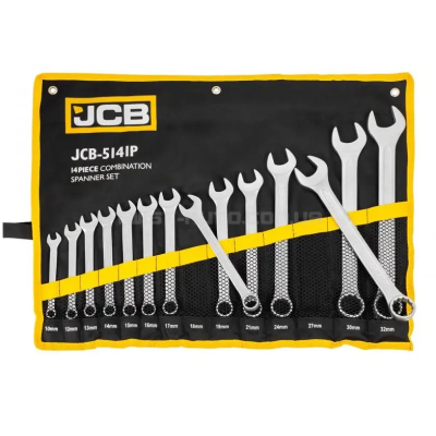 Набір ключів рожково-накидних в чохлі 14 од. (10-32 мм) JCB Tools JCB-5141P Набір ключів рожково-накидних в чохлі 14 од. (10-32 мм) JCB Tools JCB-5141P