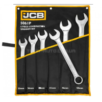 Набір ключів рожково-накидних в чохлі 6 од. (33-50 мм) JCB Tools JCB-5061P Набір ключів рожково-накидних в чохлі 6 од. (33-50 мм) JCB Tools JCB-5061P