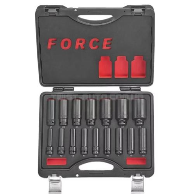 Набор головок 6-гр. глубоких, ударных 1/2" 16 пр. (10-36 мм) FORCE 4166D Набор головок 6-гр. глубоких, ударных 1/2" 16 пр. (10-36 мм) FORCE 4166D