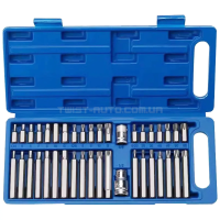 Набір біт TORX / HEX / SPLINE з адаптерами 1/2" і 3/8" — 40 предметів — REWOLT T1347 Набір біт TORX / HEX / SPLINE з адаптерами 1/2" і 3/8" — 40 предметів — REWOLT T1347