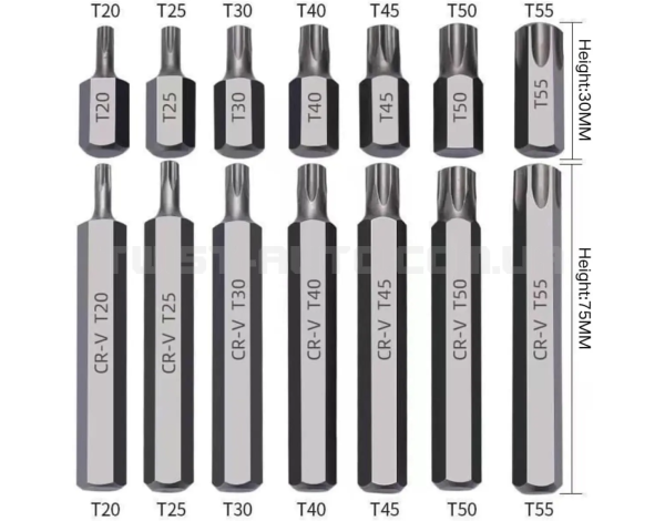 Набір біт TORX / HEX / SPLINE з адаптерами 1/2" і 3/8" — 40 предметів — REWOLT T1347 Набір біт TORX / HEX / SPLINE з адаптерами 1/2" і 3/8" — 40 предметів — REWOLT T1347