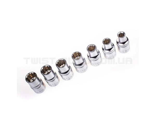 Набір торцевих головок SPLINE 1/2", 8–32 мм, 19 предметів REWOLT T1348 Набір торцевих головок SPLINE 1/2", 8–32 мм, 19 предметів REWOLT T1348