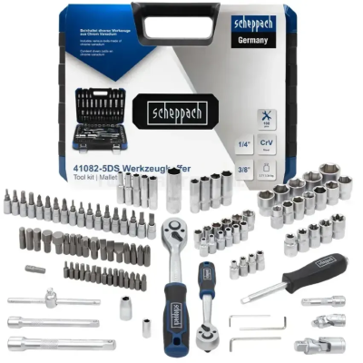 Набор инструментов 108 пр. 1/4", 3/8" (6-гран.) (4–22 мм) Scheppach SCH-41082-5DS Набор инструментов 108 пр. 1/4", 3/8" (6-гран.) (4–22 мм) Scheppach SCH-41082-5DS