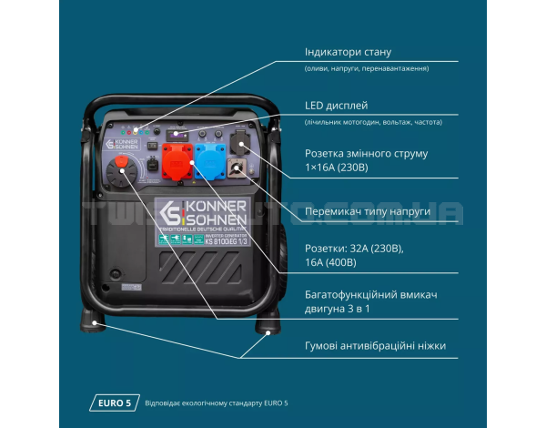 Інверторний генератор Konner&Sohnen KS 8100iEG 1/3
