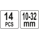 Набір ріжково-накидних ключів, закручених на 90°, 10–32 мм, 14 шт YATO YT-01865