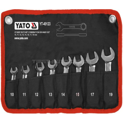 Набор ключей комбинированных коротких с трещоткой, 8 шт. YATO YT-49123