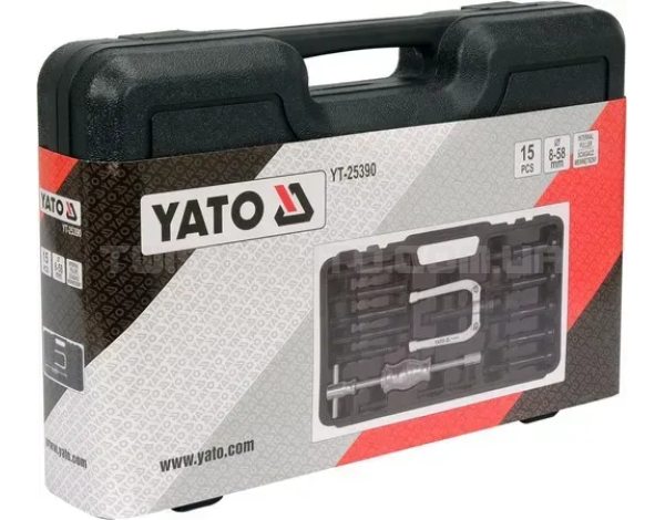 Съемник инерционных подшипников содержит 15 элементов YATO YT-25390 Съемник инерционных подшипников содержит 15 элементов YATO YT-25390