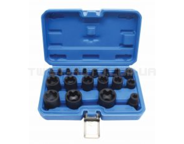 Набір ударних торцевих головок E-TORX PLUS 1/4″ + 3/8″ + 1/2″ 19 предметів SATRA S-90230 Набір ударних торцевих головок E-TORX PLUS 1/4″ + 3/8″ + 1/2″ 19 предметів SATRA S-90230